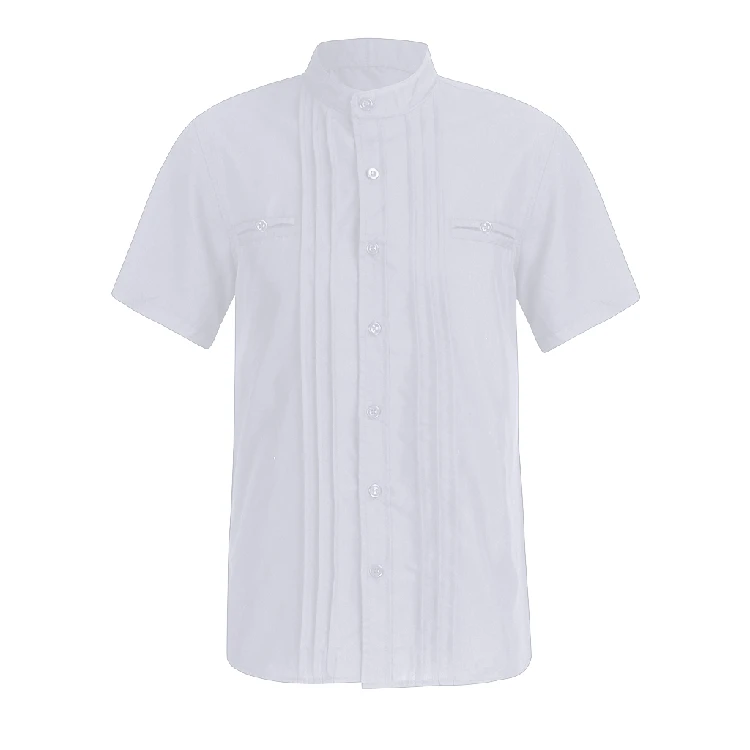 Новая модель мужской тренд моды двухслойные морщинки сплайсинга чистый цвет досуг время культивировать себя короткий рукав мужские рубашки