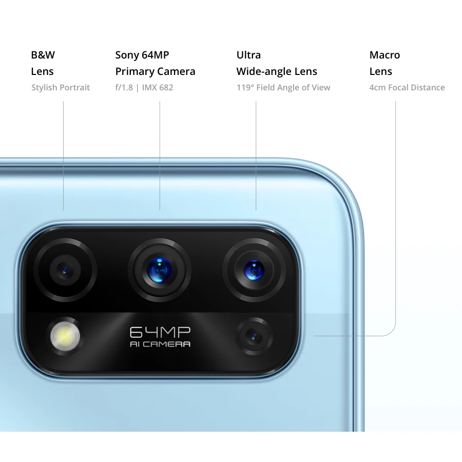 Realme 7 Pro RMX2170 NFC 6 4 ''FHD + 8GB 128GB смартфон 65 Вт SuperDart зарядка 10V/6.5A 64MP Octa Core 4500 мАч