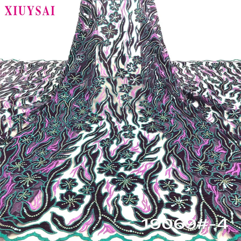 XIUYSAI, африканская бархатная кружевная ткань,, высокое качество, винные кружевные ткани с блестками, французское Сетчатое кружево, вечерние