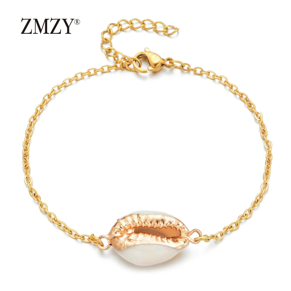 ZMZY простой богемный звено цепи браслет из нержавеющей стали натуральный корпус Браслет Регулируемый Браслет Дружбы бижутерия