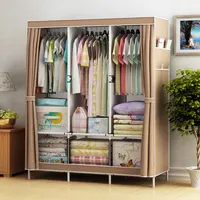 Simple Cloth Wardrobe Fabric Steel Tube Assembly Closet Bedroom Clothes Hanging Storage Wardrobe Dormitory Storage Cabinet 1