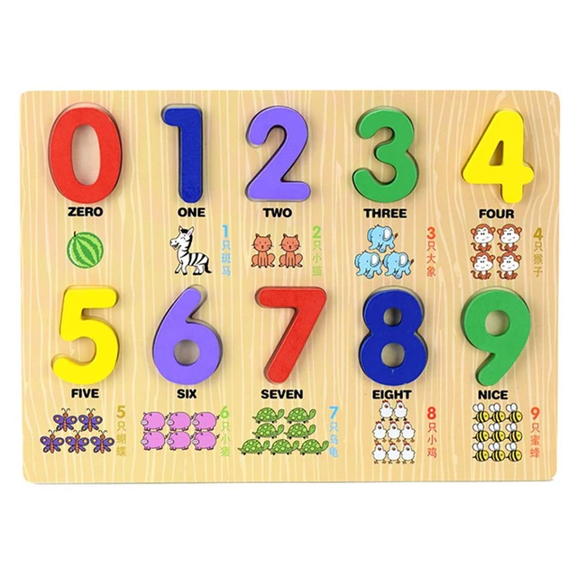 Puzzle en bois pour apprendre chiffres de 0 à 9 Puzzle éducatif