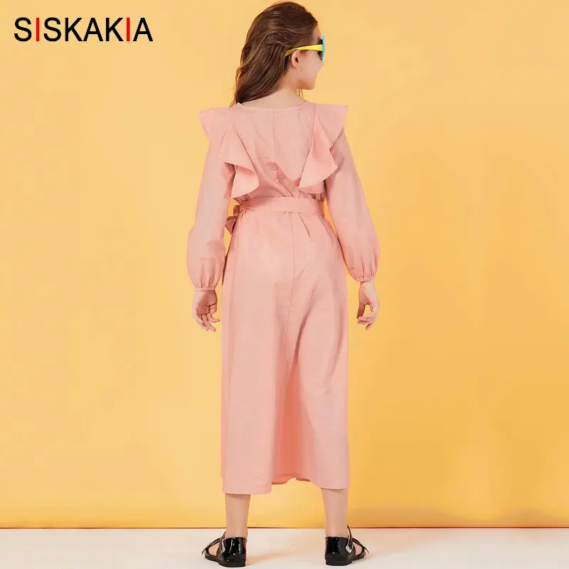 Siskakia/одинаковые платья для мамы и дочки; длинное розовое платье с милыми оборками в стиле пэчворк с вышивкой; мусульманское Повседневное платье макси размера плюс