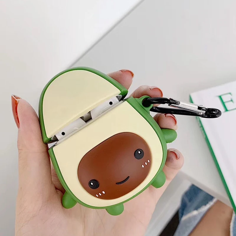 Чехол для наушников Avocado для Apple Airpods 1 2 милый 3D мультфильм авокадо 3D Беспроводная bluetooth-гарнитура силиконовый чехол с крюком