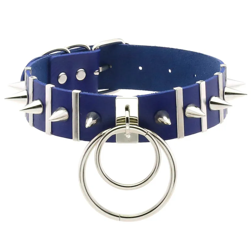 2024 Neue Damen Schwarzes Leder Choker Punk PU Leder Spike Halsband Nieten Halskette Gothic Schmuck 6