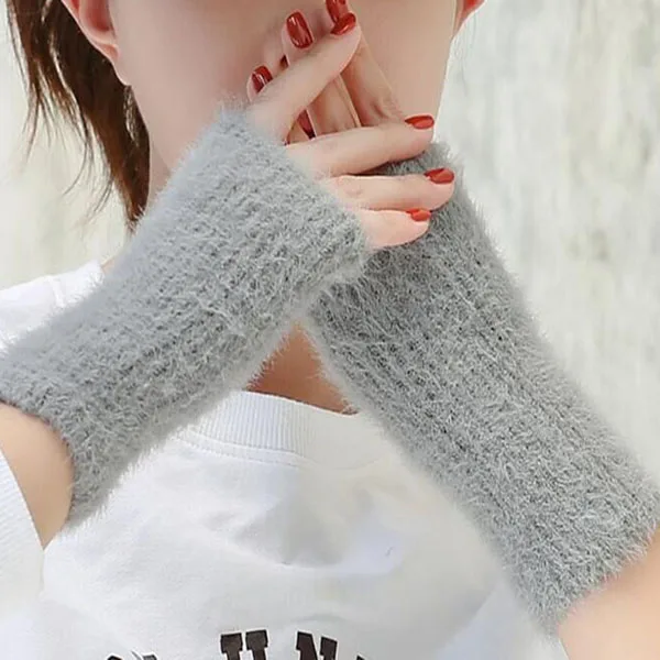 Gloves gray Осенние вязаные бейсболки для женщин, пустая верхняя шапка с козырьком, спортивные шапки, теплые толстые перчатки Skullies, Лыжная шапка - Цвет: Gloves gray