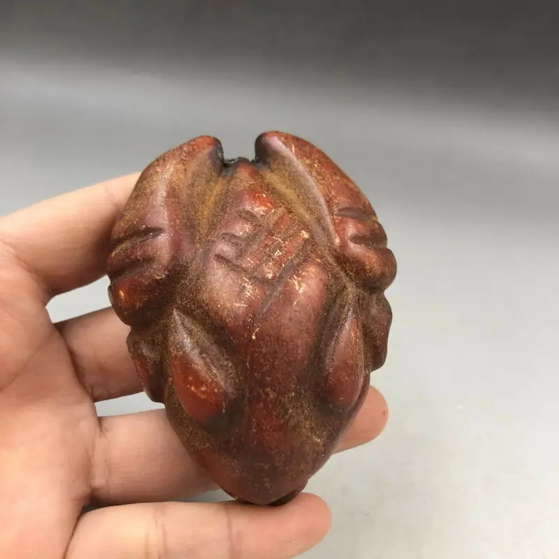 

Neolithic Age China Old Hongshan Culture Jade Carved Red Beast Head Pendant Collection Ornaments Statues for Decoration