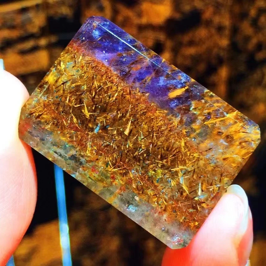Натуральный Cacoxenite Auralite 23 подвеска фиолетовый 28x19 6x6 2 мм женские Овальные большие