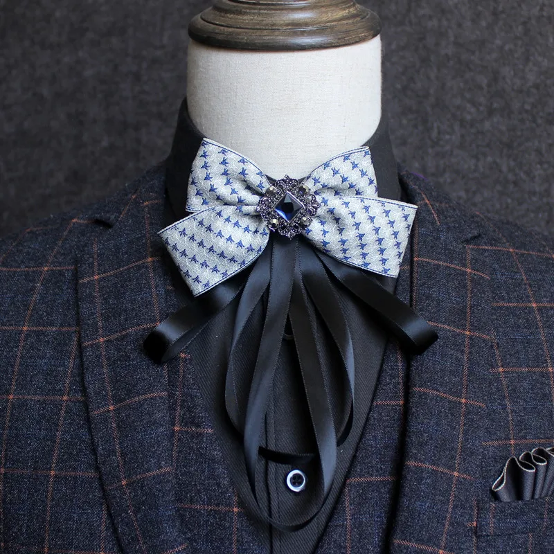Ribbon Bow Tie Британский мужской женский свадебный Банкетный тонкий галстук-бабочка с узором пейсли в полоску с цветочным принтом эластичная лента сплав Стразы с кристаллами галстук-бабочка - Цвет: Ribbon Bow Tie