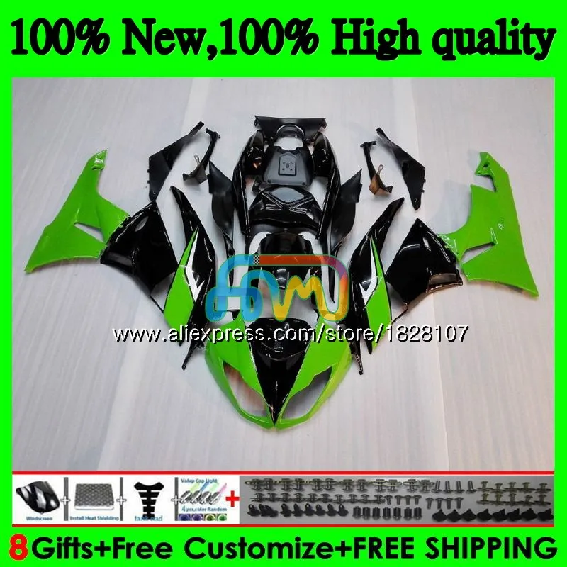 Корпус для KAWASAKI ZX636 цвета: зеленый, черный ZX600 ZX-6R ZX 6R ZX 636 600CC 9BS. 21 ZX-636 ZX6R 09 10 11 12 2009 2010 2011 2012 обтекатель