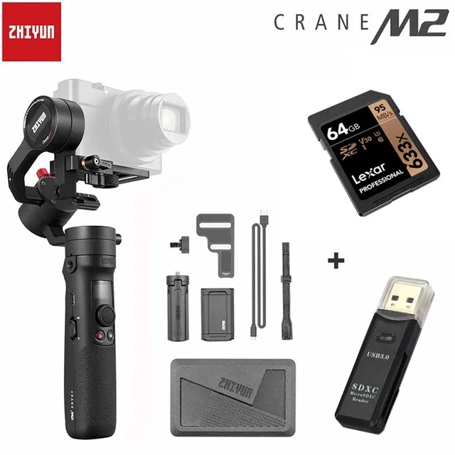 Zhiyun Crane M2 3-осевой ручной шарнирный стабилизатор для камеры Gopro для Камера sony Canon Gopro hero 5 6 7 смартфон pk G6 плюс DJI Ronin S Max мы собрали воедино - Цвет: KitB add SD card