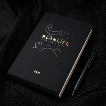 

Agenda 2021 Planner Organizer A5 Diary Office Notebook with Pen Weekly Monthly Journal Black Daily Note Book Travelers Notepad
