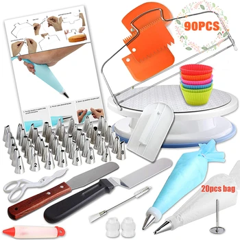 

90Pcs Stainless Steel Nozzle Converter Kitchen Baking Pastry DIY Silicone Icing Piping Cream Pastry Bag Cake Decorating Tools