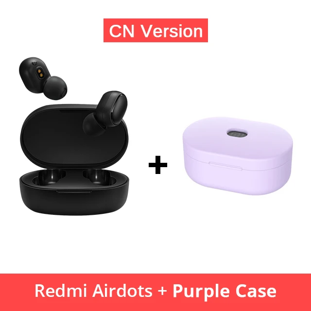 CN N Purple Case Xiao mi Red mi AirDots mi True Беспроводные Bluetooth 5,0 наушники-вкладыши стерео бас наушники с mi c Handsfree наушники AI управление - Цвет: CN N Purple Case