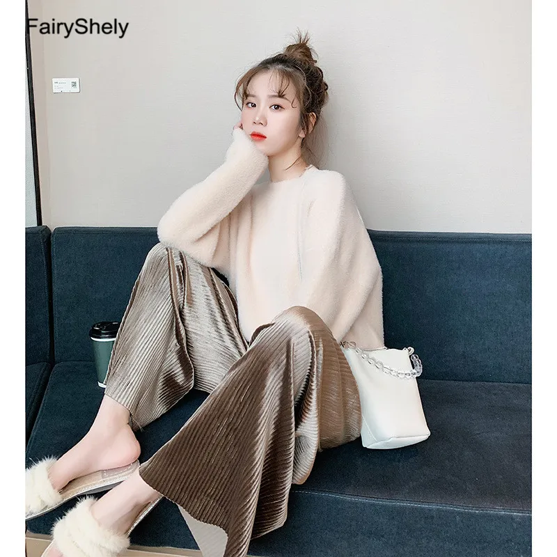 Khaki Sweater FairyShely, Повседневный свитер с кисточками, женский зимний теплый джемпер с круглым вырезом, Свободный вязаный свитер, пуловер, топ, Pull Hiver Femme - Цвет: Khaki Sweater