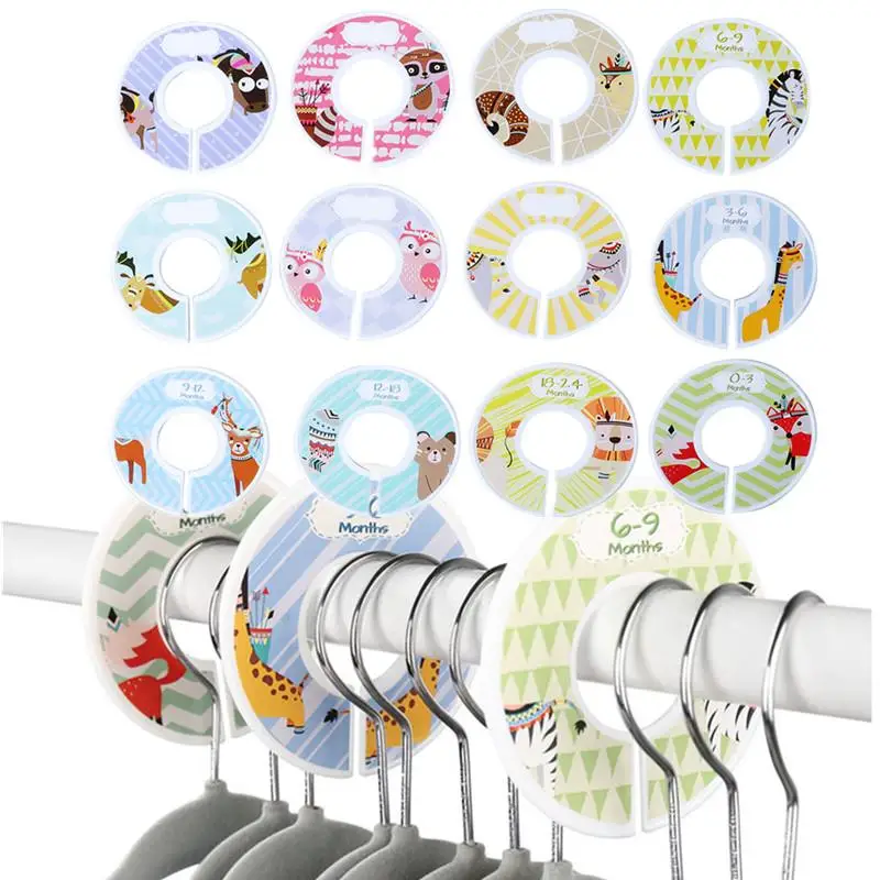 12pcs Baby Clothes Size Dividers Round Plastic Clothing Hanger Circle