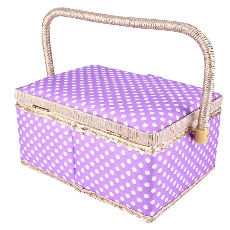 3 Colors Handmade Sewing Basket Household Fabric Craft Thread Needle Storage Box Organizer Flip Type Sewing Accessories storage bag storage box plastic storage box storage container sewing kit