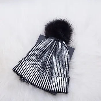 

LDSLYJR 2019 color fur ball Thicken knitted hat winter warm hat Skullies cap beanie hat for men and women 52