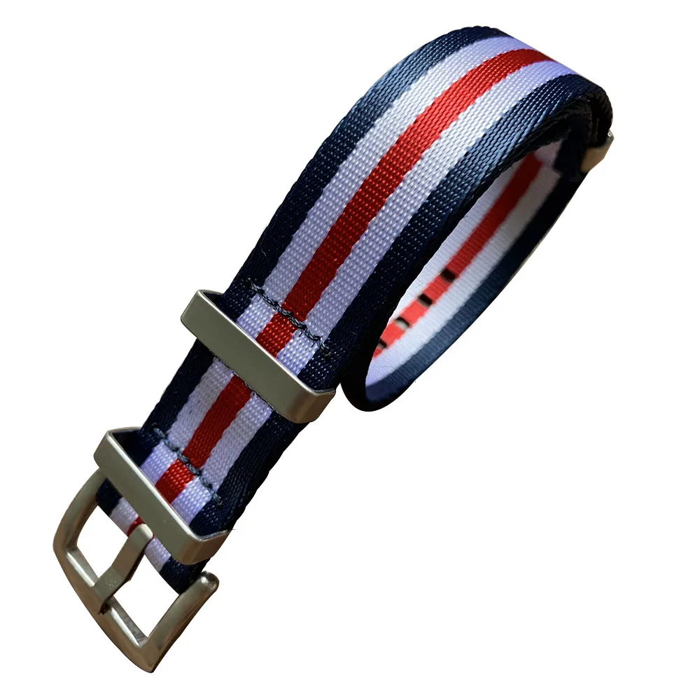 Blue White Red Seatbelt Nylon NATO Watch Band 20mm 22mm with Elite Buckles | Наручные часы