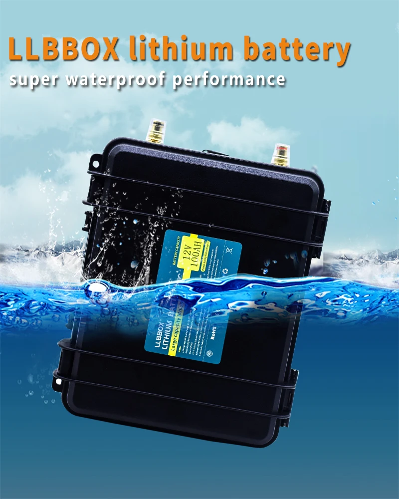 Водонепроницаемый 12V литиевый аккумулятор 12V 100AH настоящая емкость 18650 li-lon аккумулятор Встроенный BMS с 10А зарядным устройством