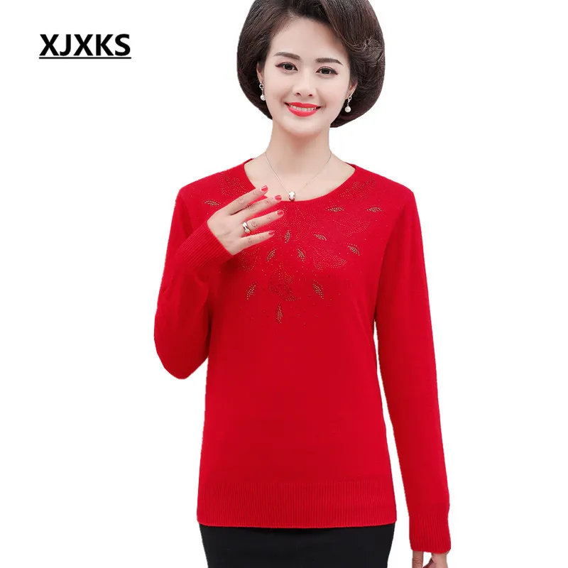

XJXKS Exquisite diamond loose plus size women sweater 2019 autumn winter new all-match cashmere knitted sweater women pullover