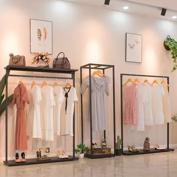 

Clothing Store Showing Stand Floor-type Simple Fashion for Men and Women Shelf Display Shelf Side Hanging Front Hang Cloth Rack