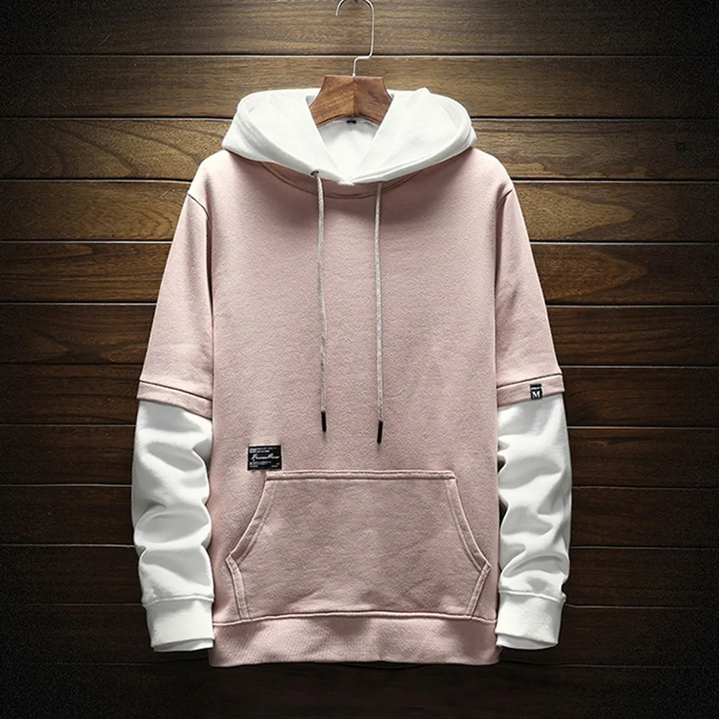 High quality Cool Sweatshirt Men Hip Hop patchwork Long Sleeve Pullover Contrast Hoodies Harajuku Streetwear Hoodie | Мужская одежда