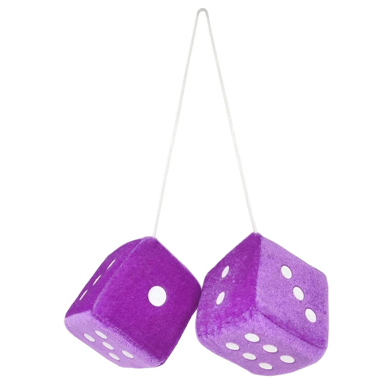 Pendentif Dés En Peluche Pour Rétroviseur De Voiture - Lot De 2 Dés Colorés En Velours - Décoration Nouvel An, Cadeau - Violet