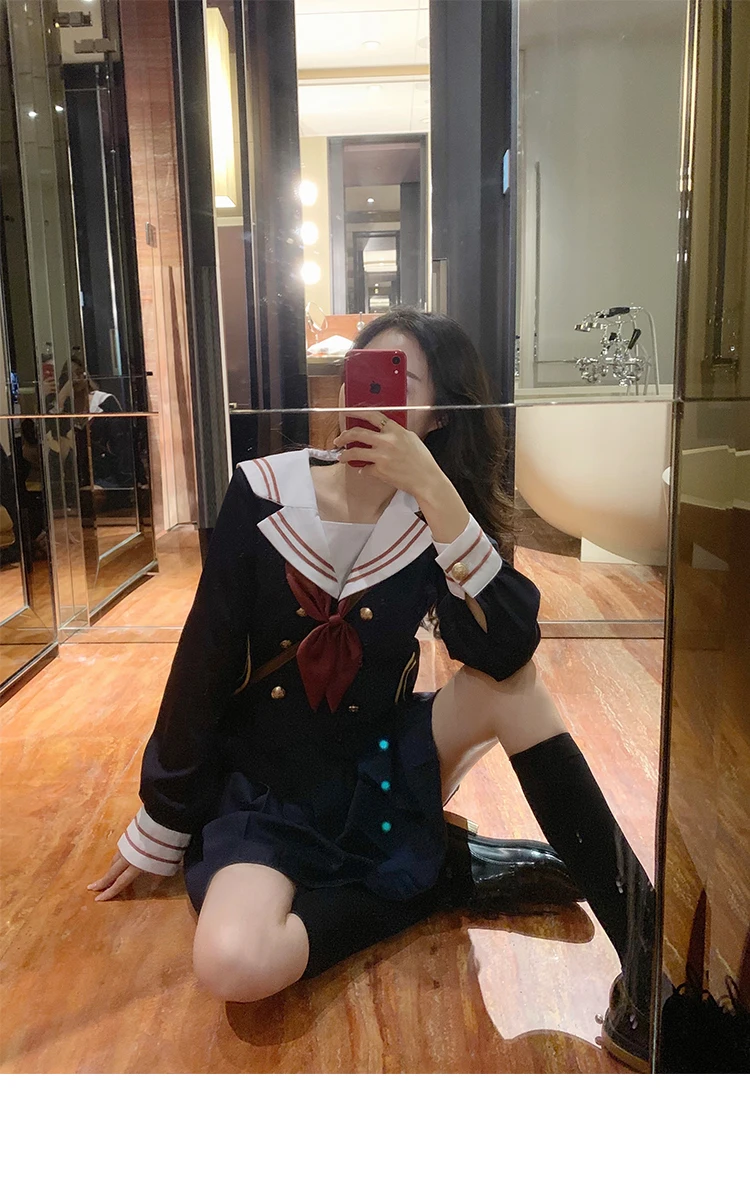 Аниме Hell girl Косплей Костюм Hell Girl Devil Love Косплей Костюм JK Студенческая Униформа Костюм Моряка