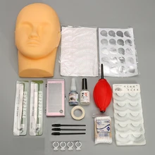 Cheap 1Set Training Head Eyelash Graft Kit Individual False Eyelashes Practice Head Glue Tool Graft  Eyelashes Extension Makeup Set