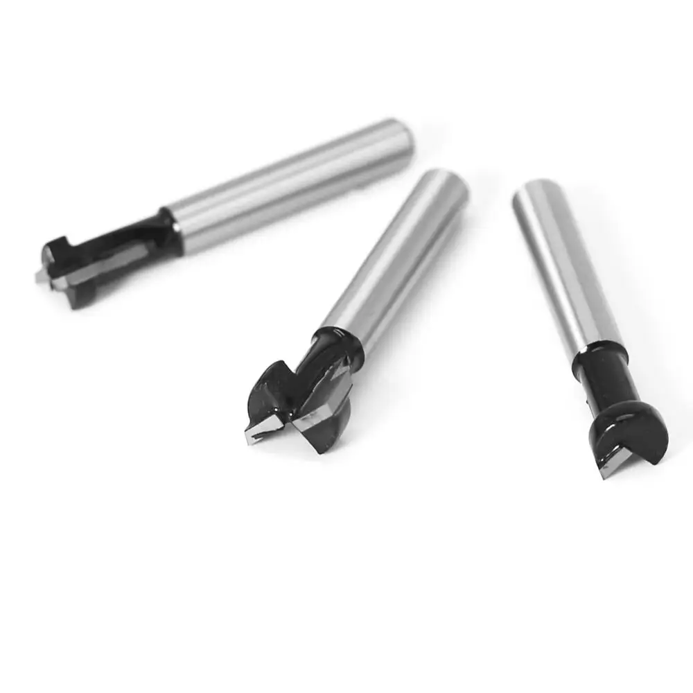3 Pezzi 8mm Codolo T-Slot Router Bit Cutter, Punte per Falegnameria Fresa di Legno, Fresa Legno Fresatrice Verticale 1/2'', 3/8'' & 5/16'' Tagliente