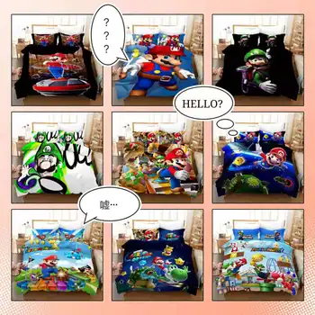 

Mario Bros Bedding Set Duvet Covers Pillowcases 3D Print Children Room Cartoon Comforter Bedding Sets Bedclothes