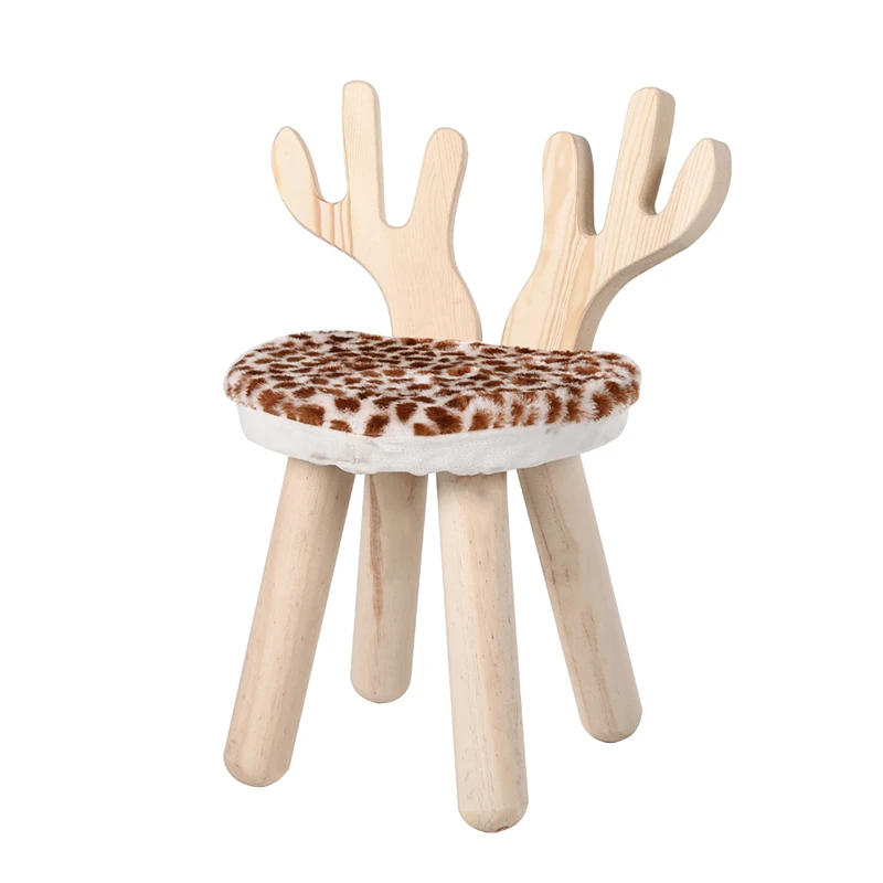 

Children's Stool Chair Fashion Creative Cute Cartoon Animal Solid Wood Non-slip Padded Bench Home Baby