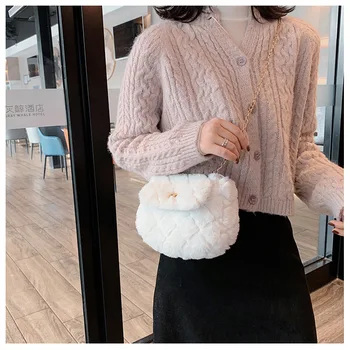 

Autumn and winter furry small deer bag messenger bag fashion diamond chain bag fashion girl gift valentine's day anniversary