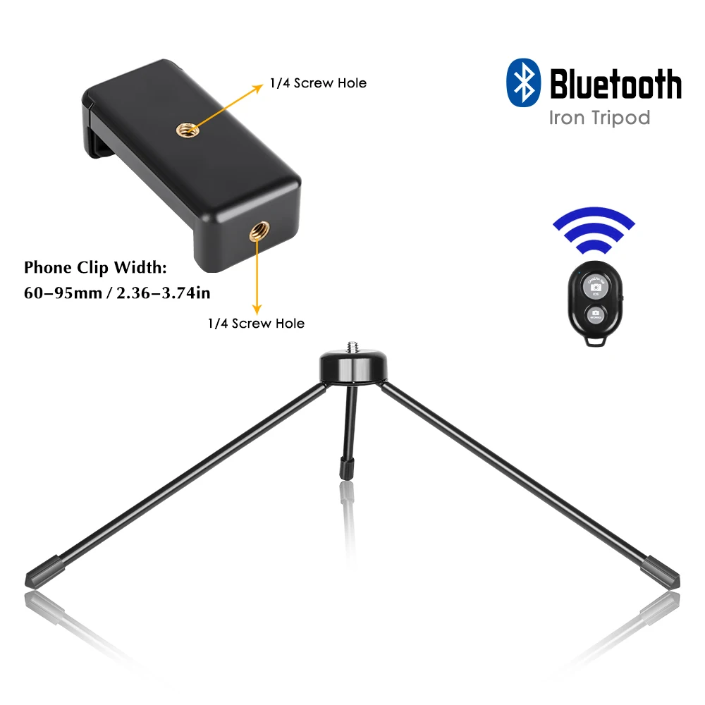 SH 미니 철 삼각대 스탠드 홀더 전화 클립, 블루투스 스마트 폰, 휴대 전화, 사진 스튜디오용