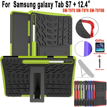 

Shockproof Case For Samsung Galaxy Tab S7+ S7 Plus T970 SM-T970 SM-T976B Full Enclosure Stand Fold Back Cover With Pen Slot