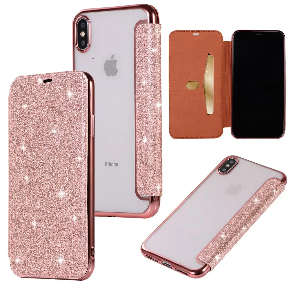 

Fashion Glitter Plating phone Clip Transparent Bling Shockproof phone case For iPhone 11 pro max X XS XR XS Max 8 7 6 6S Plus 5C 5SE Protection Back Cover