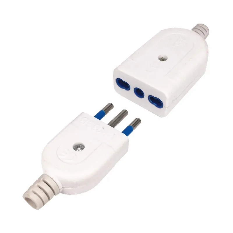 Italian Power Plug 10A 16A Male Female Socket 3 Round Pin Converter Adaptor