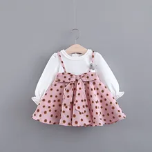 Осеннее платье для малышей Хлопковое платье с длинными рукавами для маленьких девочек модная одежда для малышей