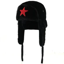 Sovjet Red Star Bomber hat Шапка с толстым мехом внутри РОССИИ СССР холодное ухо защищенные зимние шапки