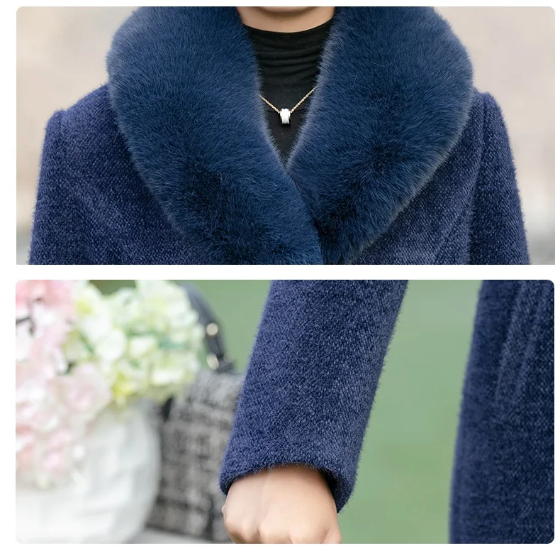YAGENZ, Осень-зима, плюс размер, 5XL, имитация кашемира, пальто для женщин, базовое Женское пальто, меховой воротник, длинное шерстяное пальто, верхняя одежда 557