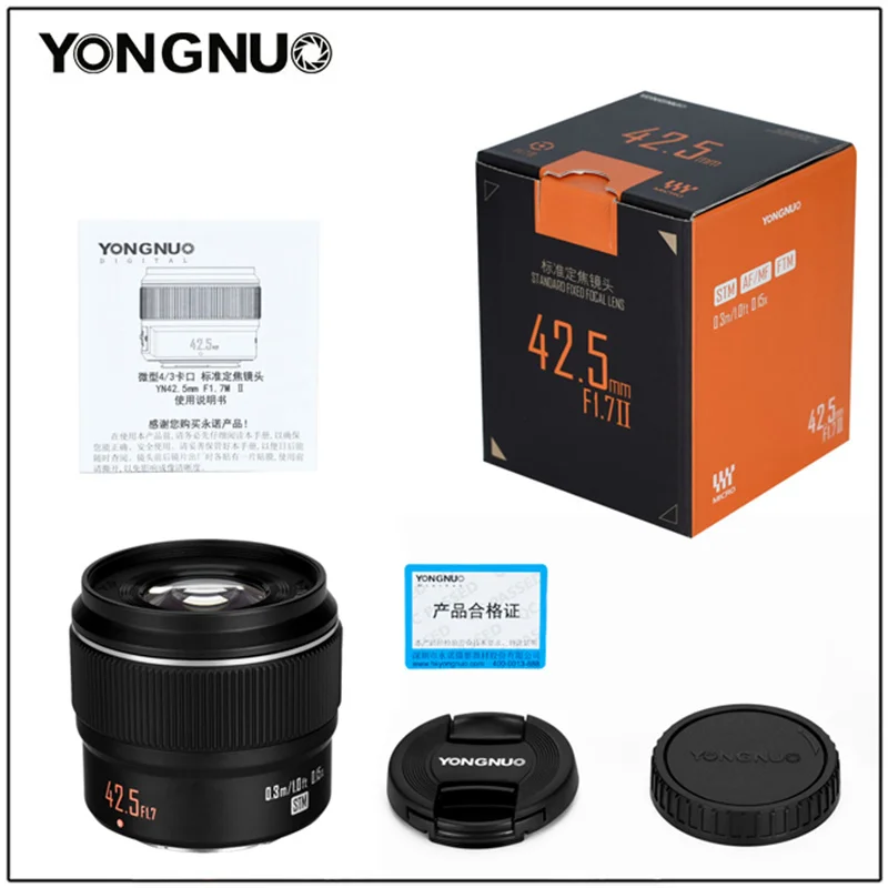 YONGNUO YN42.5mm F1.7 Large Aperture AF/MF Aotufocus Fixed Focus Prime Lens for Panasonic GF8 Olympus E-PL9 Cameras GF9 GX85 