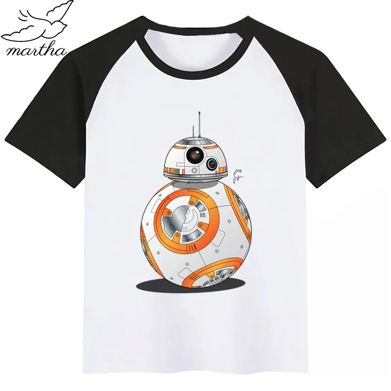 Новая футболка «Звездные войны» Bb8 футболки с милым животным принтом для девочек Детская Удобная футболка с круглым вырезом одежда с короткими рукавами для мальчиков и девочек