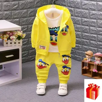 

Kids Sets Popular Style Children Fashion Spring / Autumn Suit Cartoon Duck Cotton Baby Sets Girls 1-4 Y Birthday Gift Three Sets