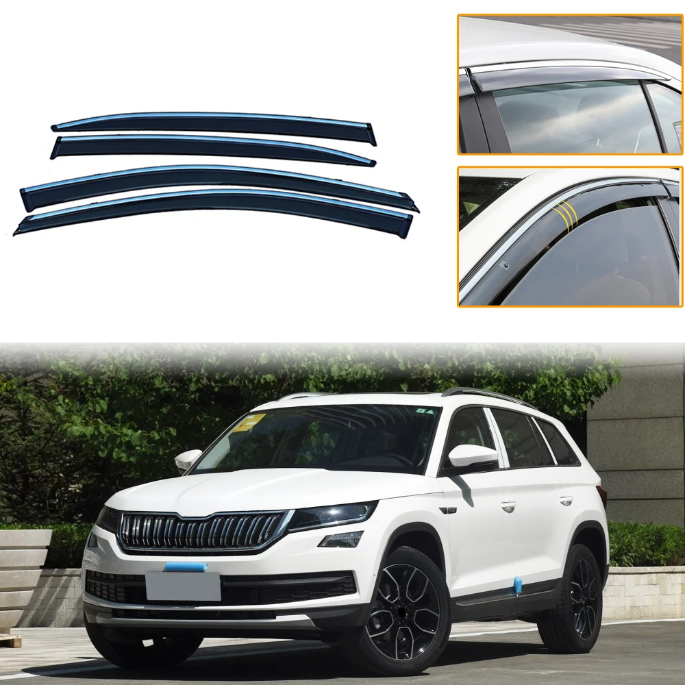 Дымовые автомобильные оконные козырьки для SKODA KODIAQ автомобиля Защита от солнца, дождя, ветра, дефлекторы, аксессуары для укладки, 4 шт
