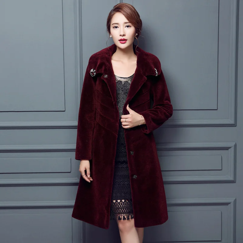 

quality Superior Merino wool fur coats 2020 Winter cashmere wool lamb slim season Mouton Coat female jacket women's wool jacket