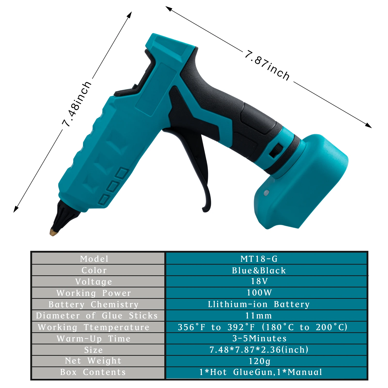 Mellif 100W Cordless Hot Glue Gun for Makita 18V LXT Battery BL1830 BL1840 Full Size DIY Electric Heat Repair Tool (tool only) 5