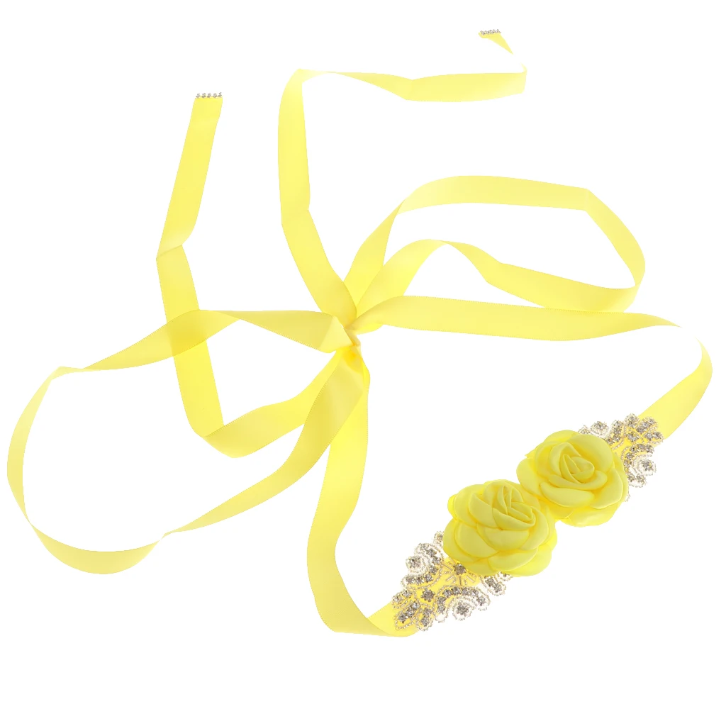 Wedding Bridal Flower Sash Wedding Bride Belt Rhinestone Sash Baby Shower Costume Wedding Bridal Flower Sash Wedding Bride Belt Rhinestone Sash Baby Shower Costume