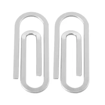 

2pcs Money Clips Stainless Steel Paper Clip Shape for Travel Home Bank