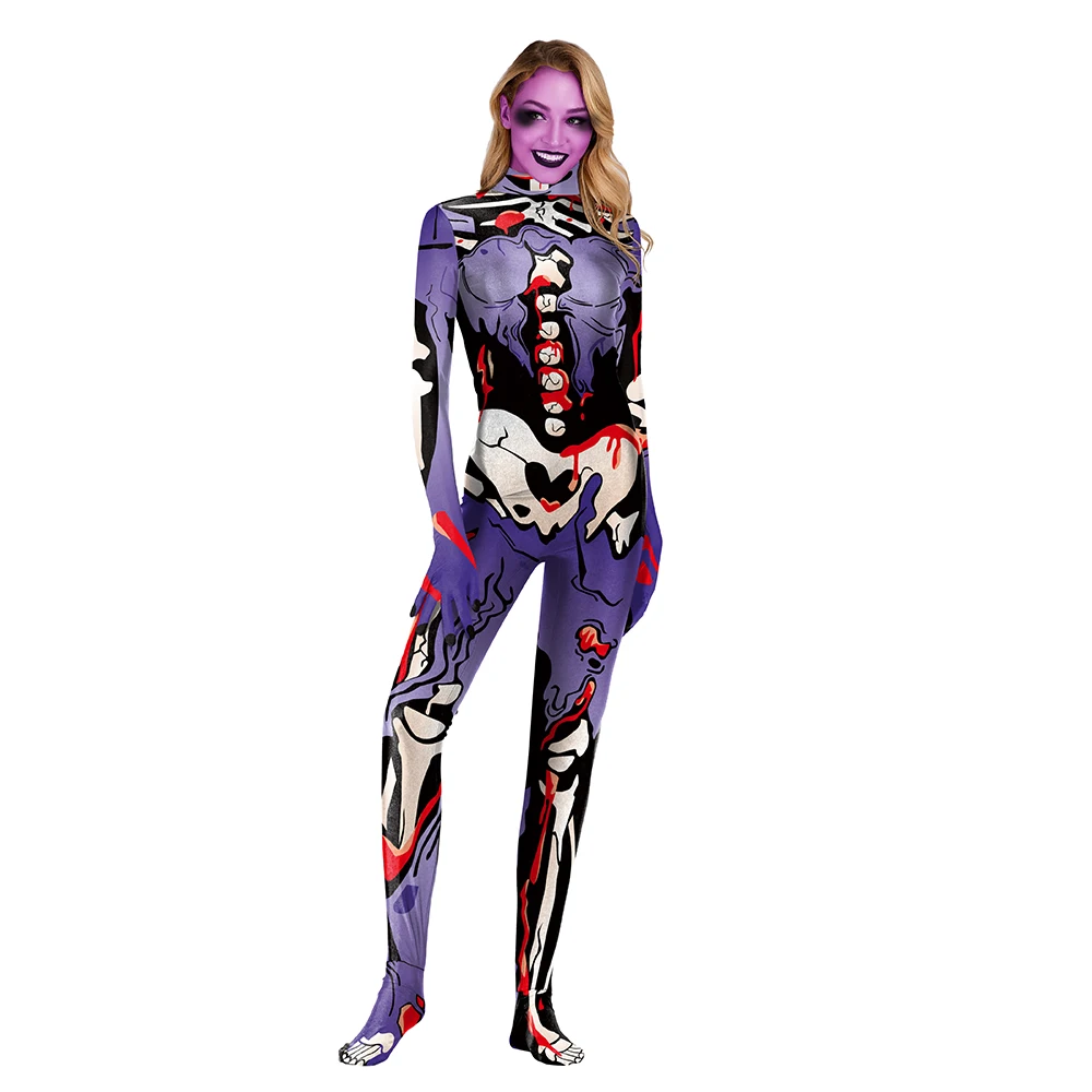 Модный разноцветный комбинезон в стиле поп-скелета для Хэллоуина, карнавальный костюм, одежда для вечеринок, облегающий сексуальный комбинезон для мужчин и женщин